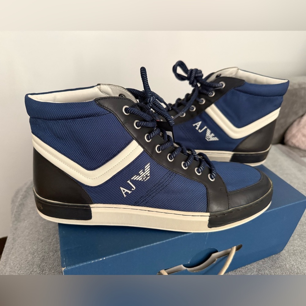 Armani Jeans Navy and Black High-Top Sneakers